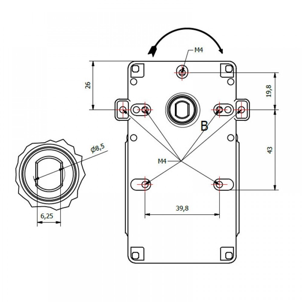 Hollow-shaft pellet stove auger motor Kenta K9115006 1.5 RPM for pellet stoves Karmek One and others | Auger Motors for Pellet Stoves | Pellet Stove Parts |