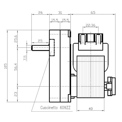 Pellet stove auger motor Kenta K9177310 5 RPM for pellet stoves Arce, Puros, Evergreen, Ungaro and others - Kenta