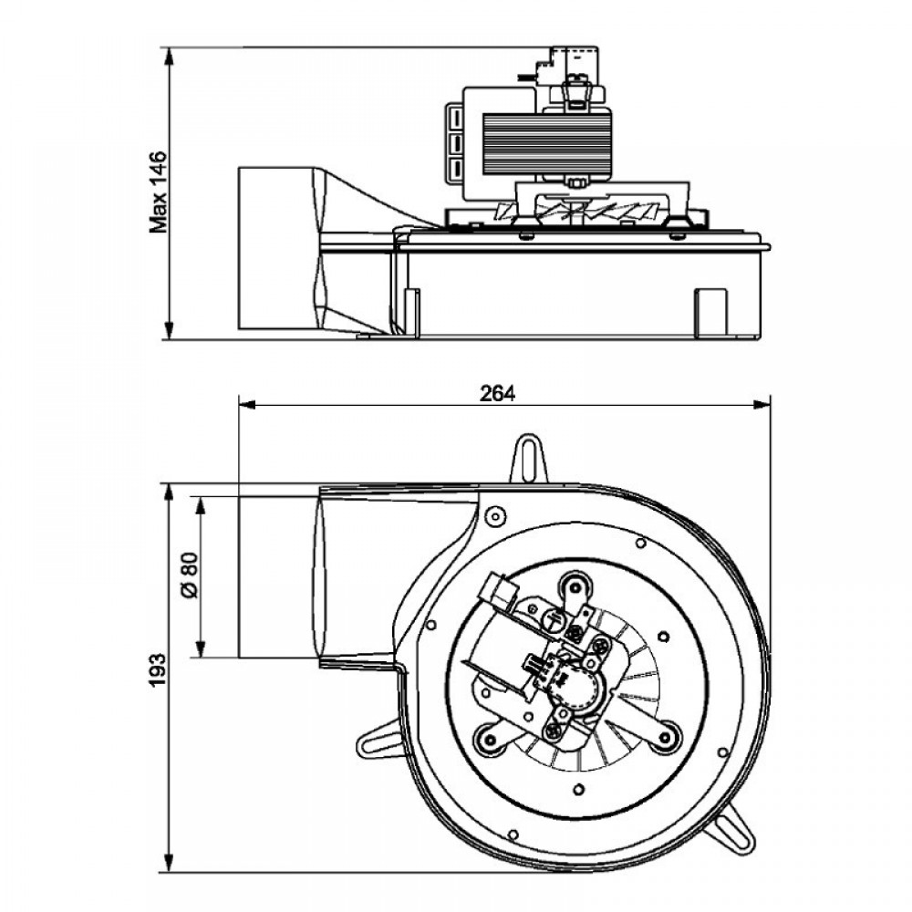 Smoke extractor fan Fandis for pellet stoves Ecoforest, Prontocaldo and others | Fans and Blowers for Pellet Stoves | Pellet Stove Parts |