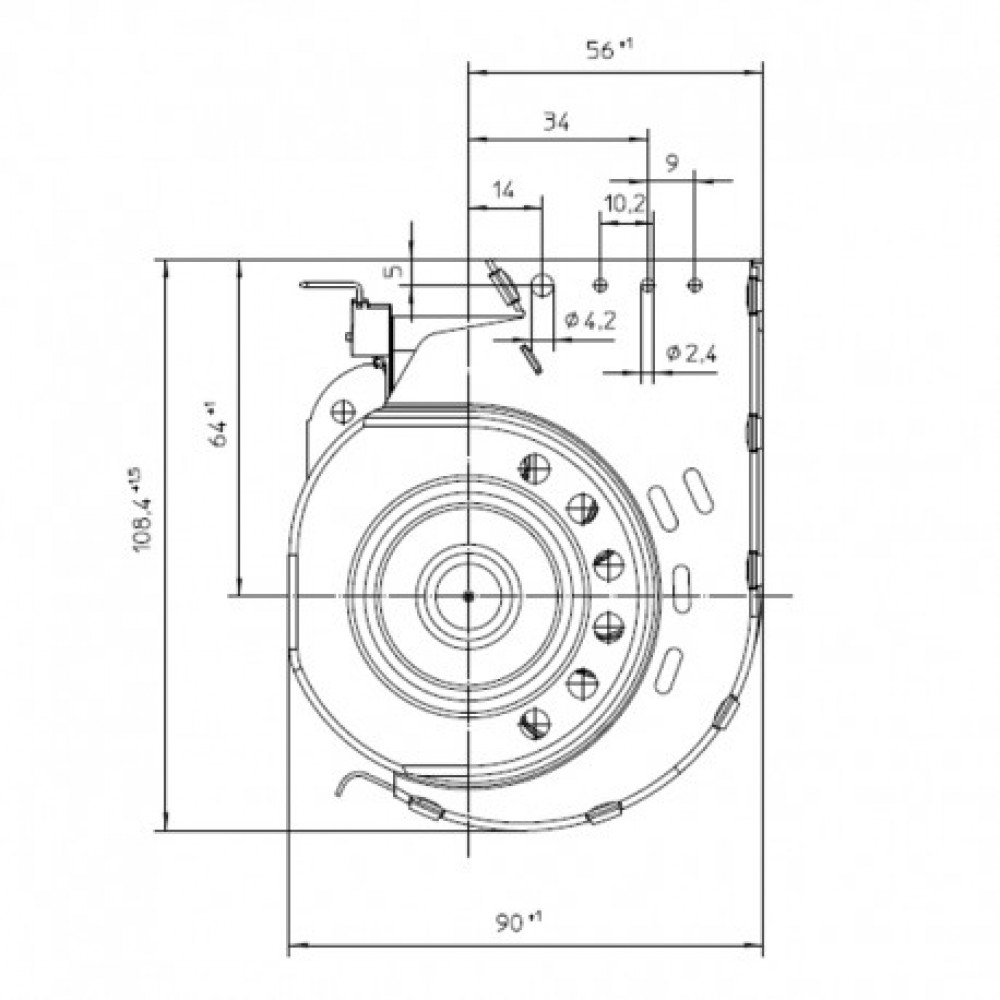 Tangential fan EBM for pellet stoves CTL, Karmek One, Piazzetta, Prince and others, Ø65mm, Flow 380m³/h | Fans and Blowers for Pellet Stoves | Pellet Stove Parts |