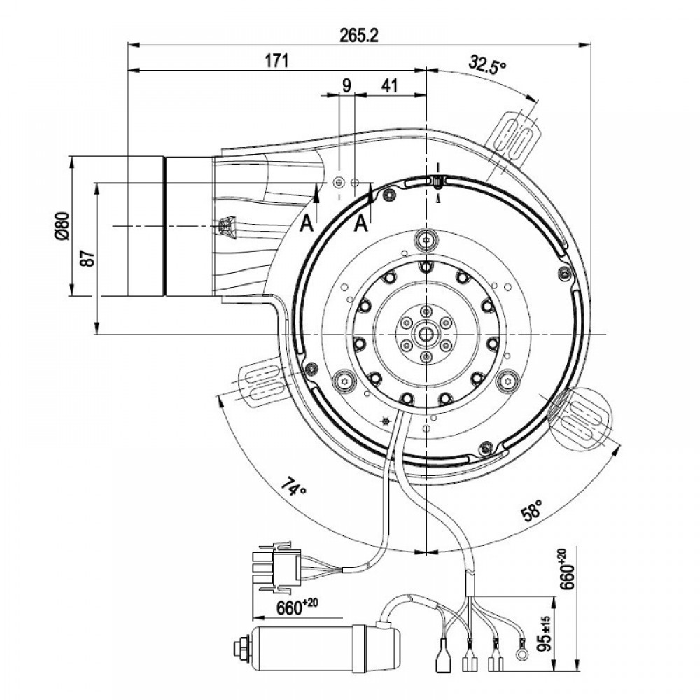 Smoke extractor fan EBM for pellet stoves Anselmo Cola, Karmek One, Palazzetti and others | Fans and Blowers for Pellet Stoves | Pellet Stove Parts |