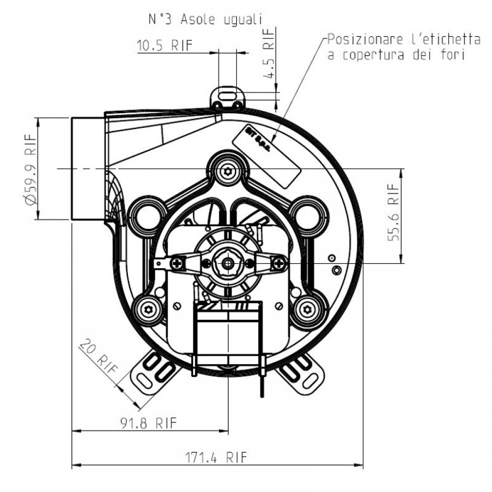 Smoke extractor fan LN2 Natalini for pellet stoves Ungaro, Punto Fuoco, Eva Stampaggi and others | Fans and Blowers for Pellet Stoves | Pellet Stove Parts |