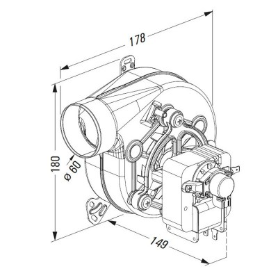 Smoke extractor fan LN2 Natalini for pellet stoves Ungaro, Punto Fuoco, Eva Stampaggi and others - LN2 Natalini