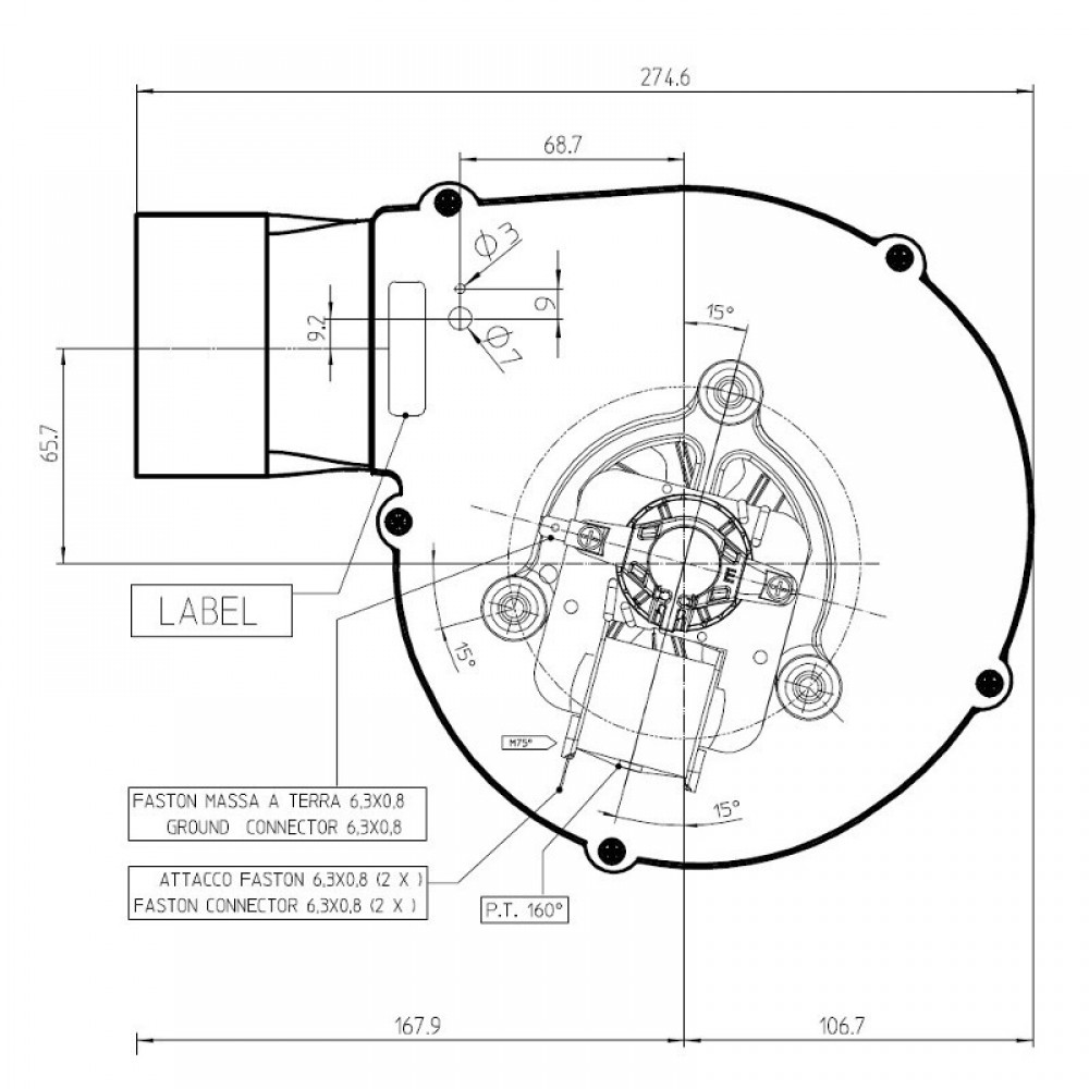 Smoke extractor fan Fergas for pellet stoves Anselmo Cola and others | Fans and Blowers for Pellet Stoves | Pellet Stove Parts |