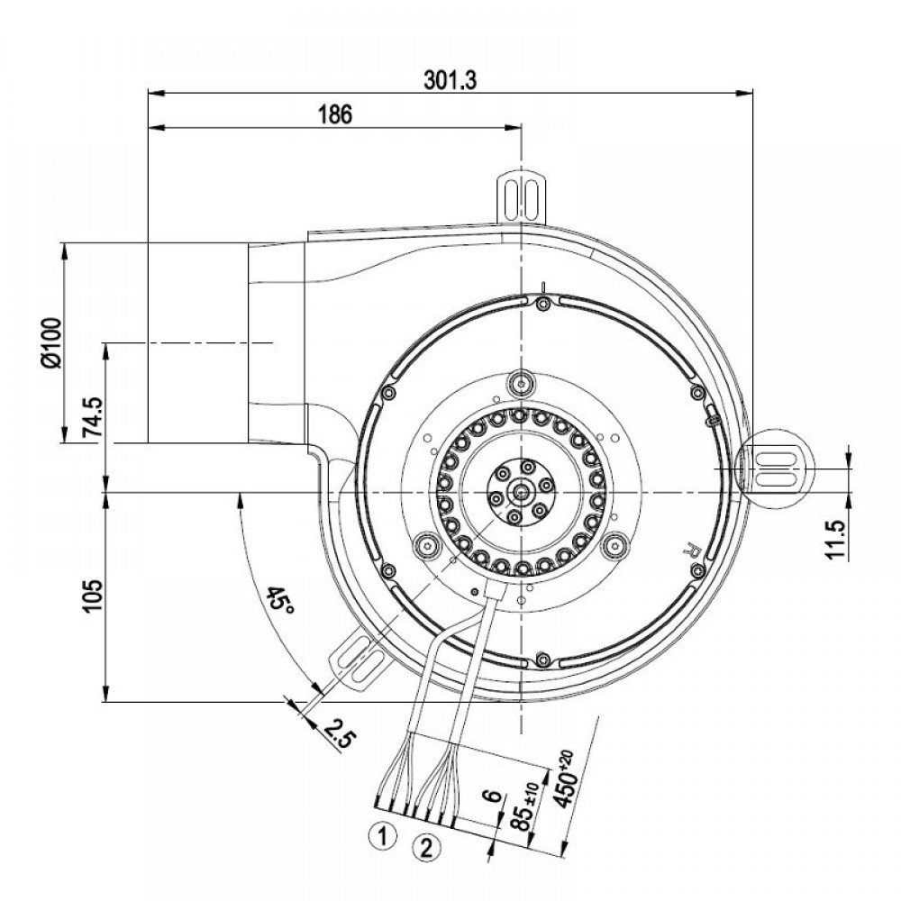 Smoke extractor fan EBM for pellet stoves Eva Stampaggi, L'Artistico and others | Fans and Blowers for Pellet Stoves | Pellet Stove Parts |