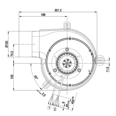 Smoke extractor fan EBM for pellet stoves Eva Stampaggi, L'Artistico and others - Fans and Blowers for Pellet Stoves