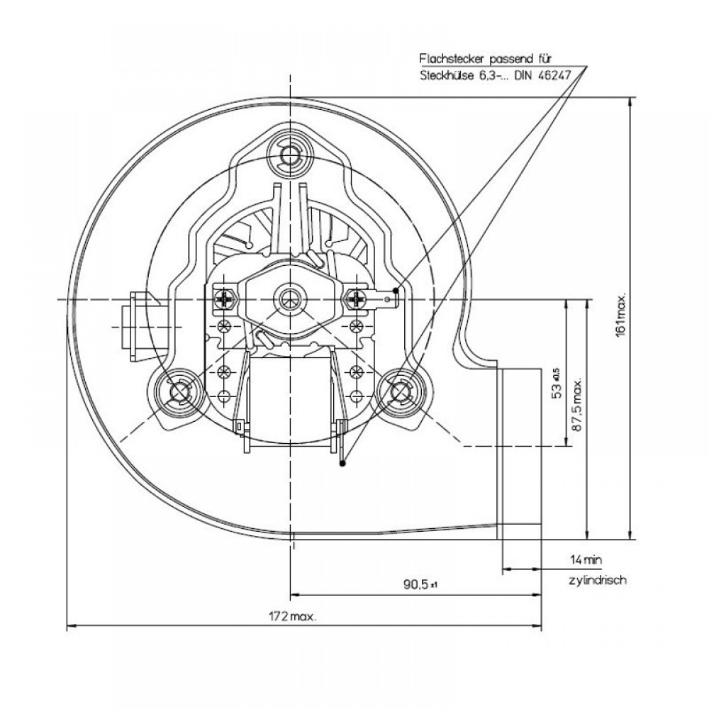 Smoke extractor fan EBM for pellet stoves Ungaro, BAXI, Westen and others | Fans and Blowers for Pellet Stoves | Pellet Stove Parts |