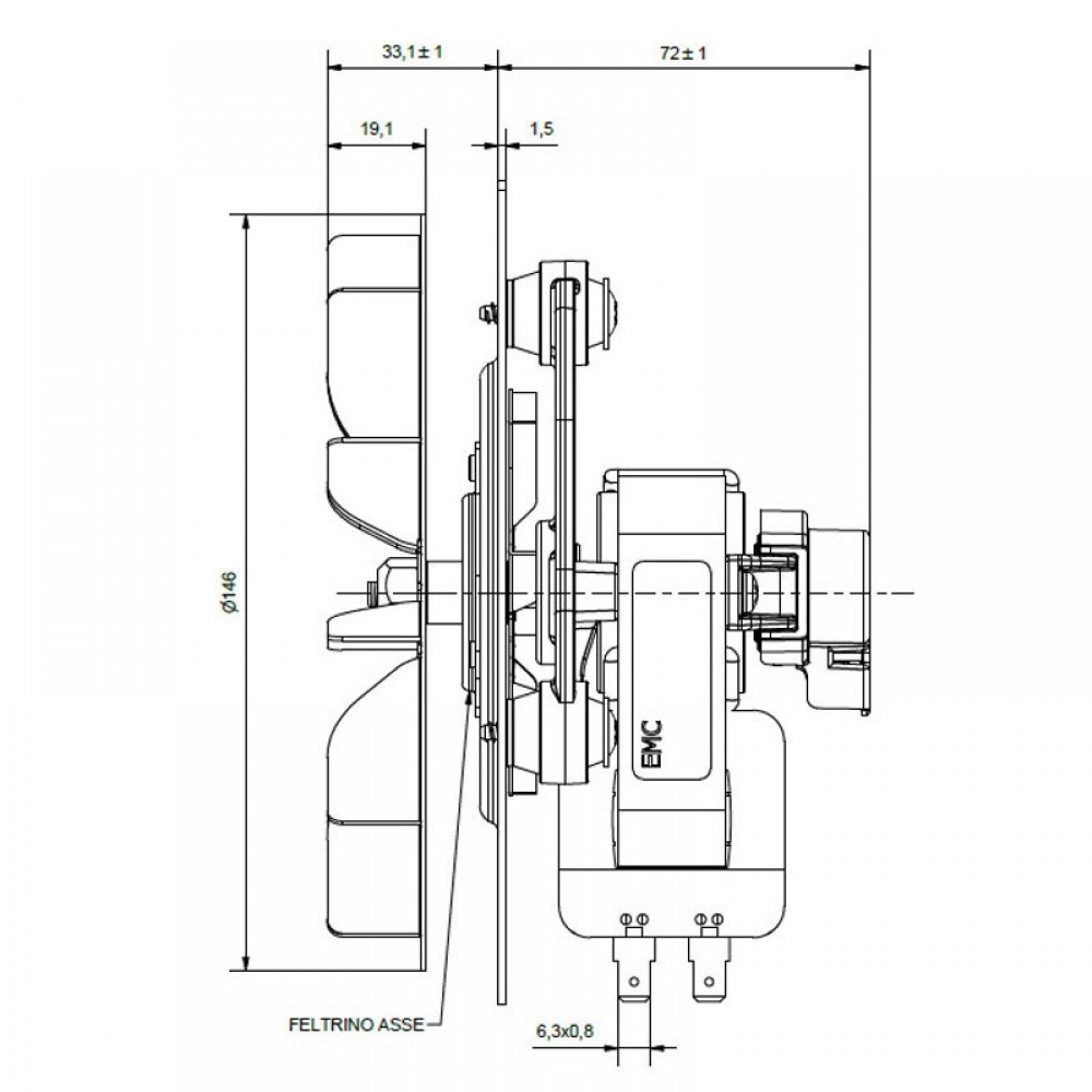 Smoke extractor fan ECM FIME for pellet stoves Fornello, Marelli Systems, Burnit, Alfa Plam, Moretti Design, Anselmo Cola, Ferroli, Karmek One, Arce, Clam, Eco Spar and others | Fans and Blowers for Pellet Stoves | Pellet Stove Parts |
