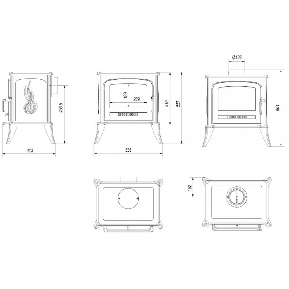 Cast Iron Wood Burning Stove Kratki K7, 5kW | Cast Iron Wood Burning Stoves | Wood Burning Stoves |
