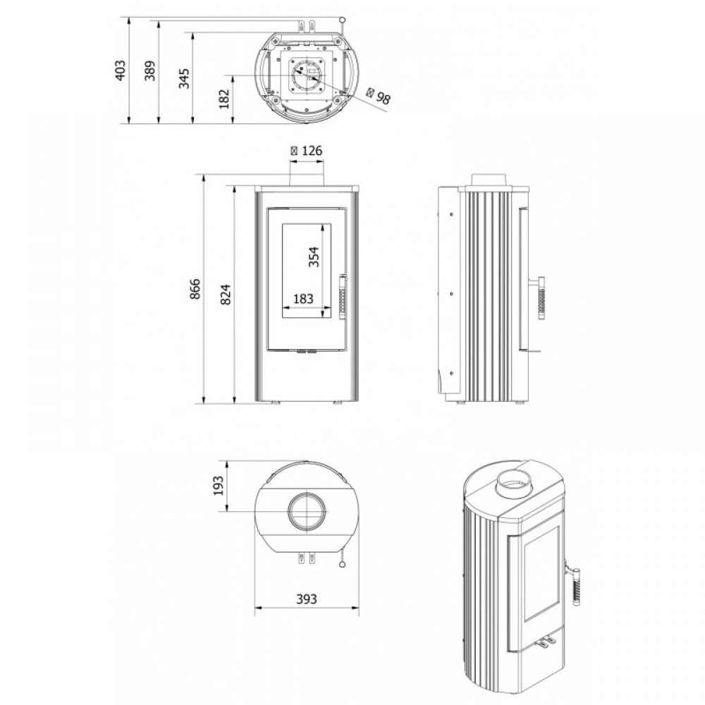 Cast Iron Wood Burning Stove Kratki K12, 6kW | Cast Iron Wood Burning Stoves | Wood Burning Stoves |