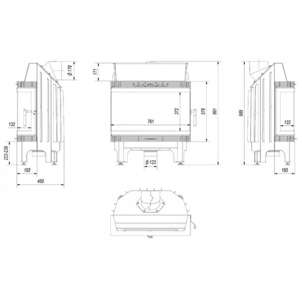 Cast Iron Wood Burning Fireplace Kratki Blanka, 11kW | Cast Iron Fireplaces | Wood Burning Fireplaces |