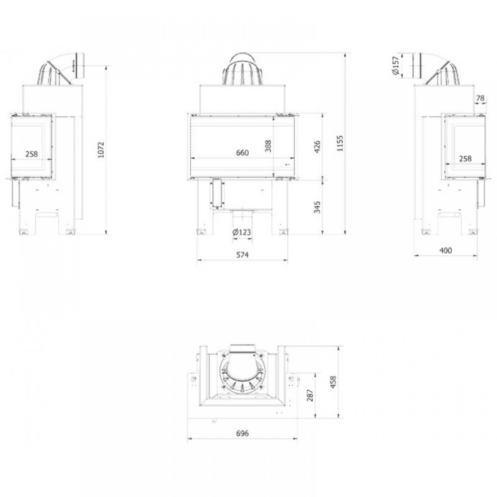 Cast Iron Wood Burning Fireplace Kratki NBC, 7kW | Modern Fireplaces | Wood Burning Fireplaces |
