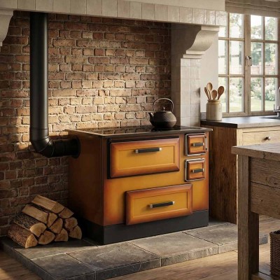 Wood cooker stove Alfa Plam Alfa 55 Termo Mustard, 5kW - Alfa-Plam