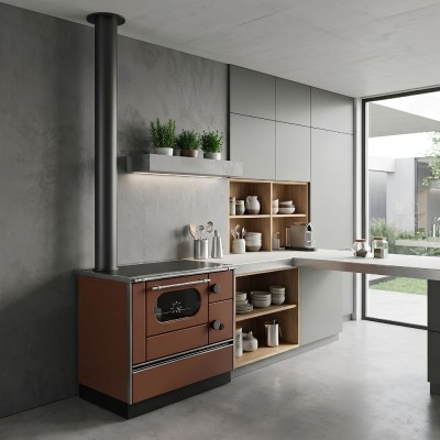 Wood cooker stove Alfa Plam Alfa 90 H Favorit Brown Left, 6.4kW - Alfa-Plam