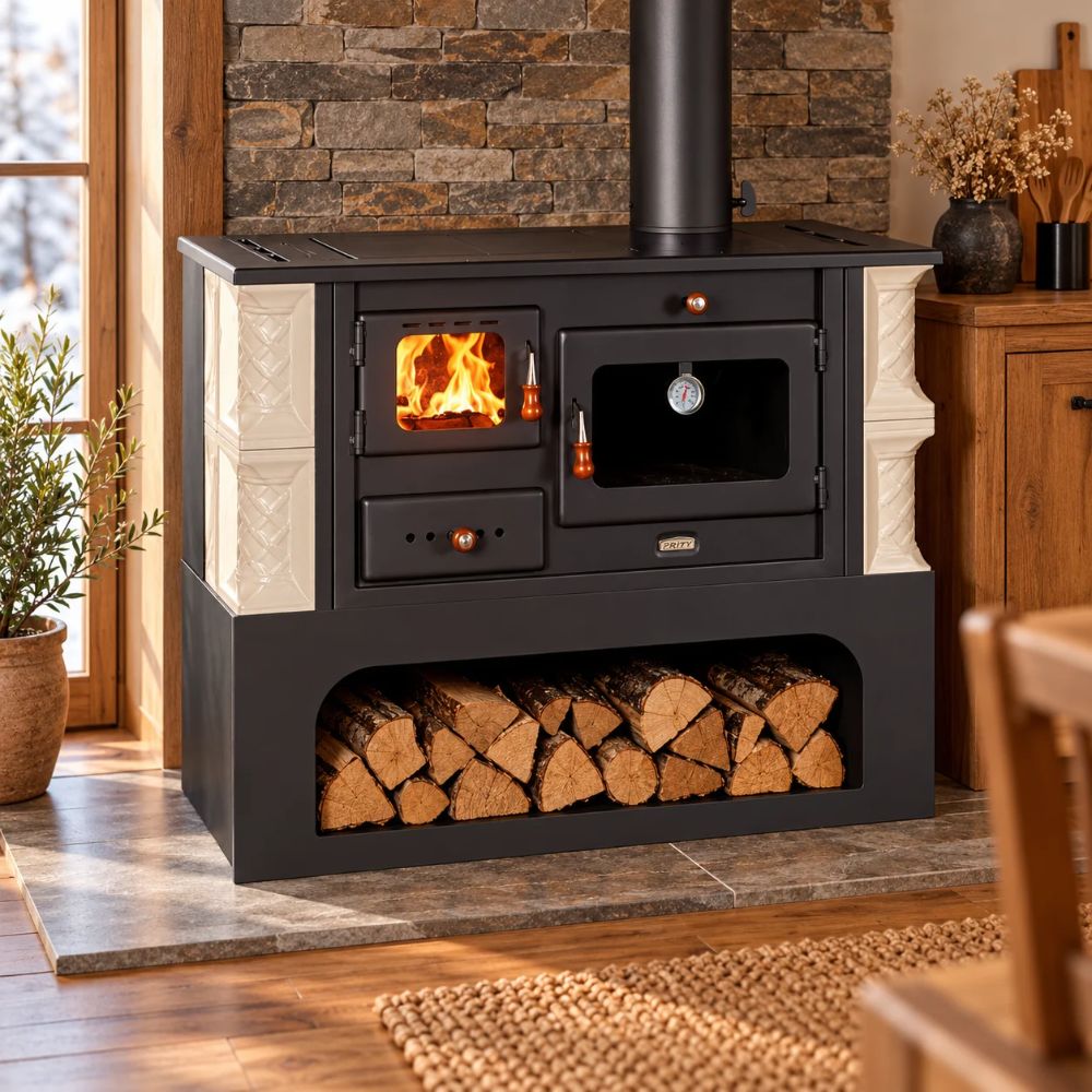 Wood cooker stove Prity 1P34-K Alba Right, 10.1kW | Wood Burning Stoves With Oven | Wood Burning Stoves |