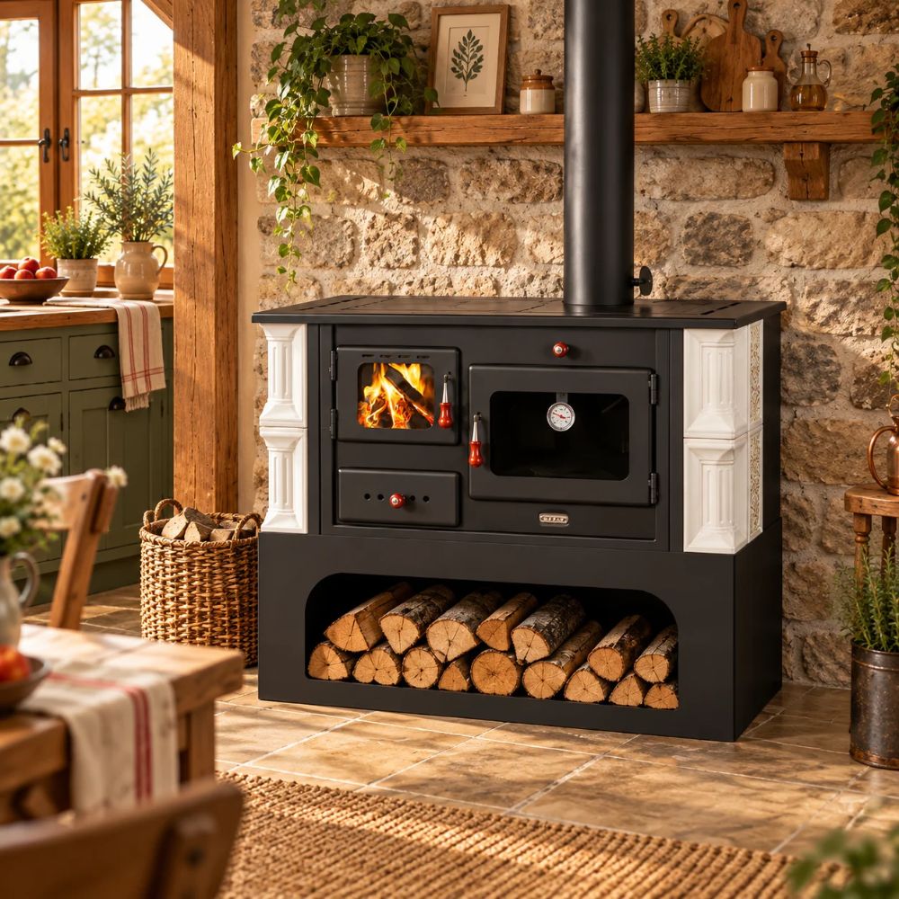 Wood cooker stove Prity 1P34-K Dantela Right, 10.1kW | Wood Burning Stoves With Oven | Wood Burning Stoves |