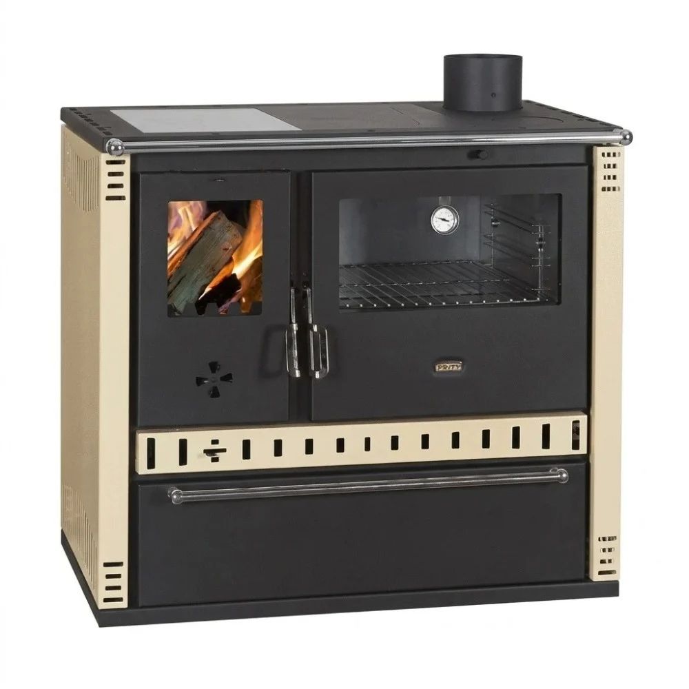 Wood Cooker Stove Prity GT D with Ceramic Glass Hob and Stainless Steel Oven, Ivory, 10.9kW | Wood Cooker Stoves Prity | Prity |