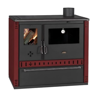 Wood Cooker Stove with Back Boiler Prity GT W10 NF with Steel Hob, Burgundy, 13.3kW - Product Comparison