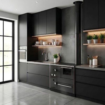 Wood cooker stove with back boiler Alfa Plam Alfa Term 27 Anthracite, 27.56kW - Alfa-Plam