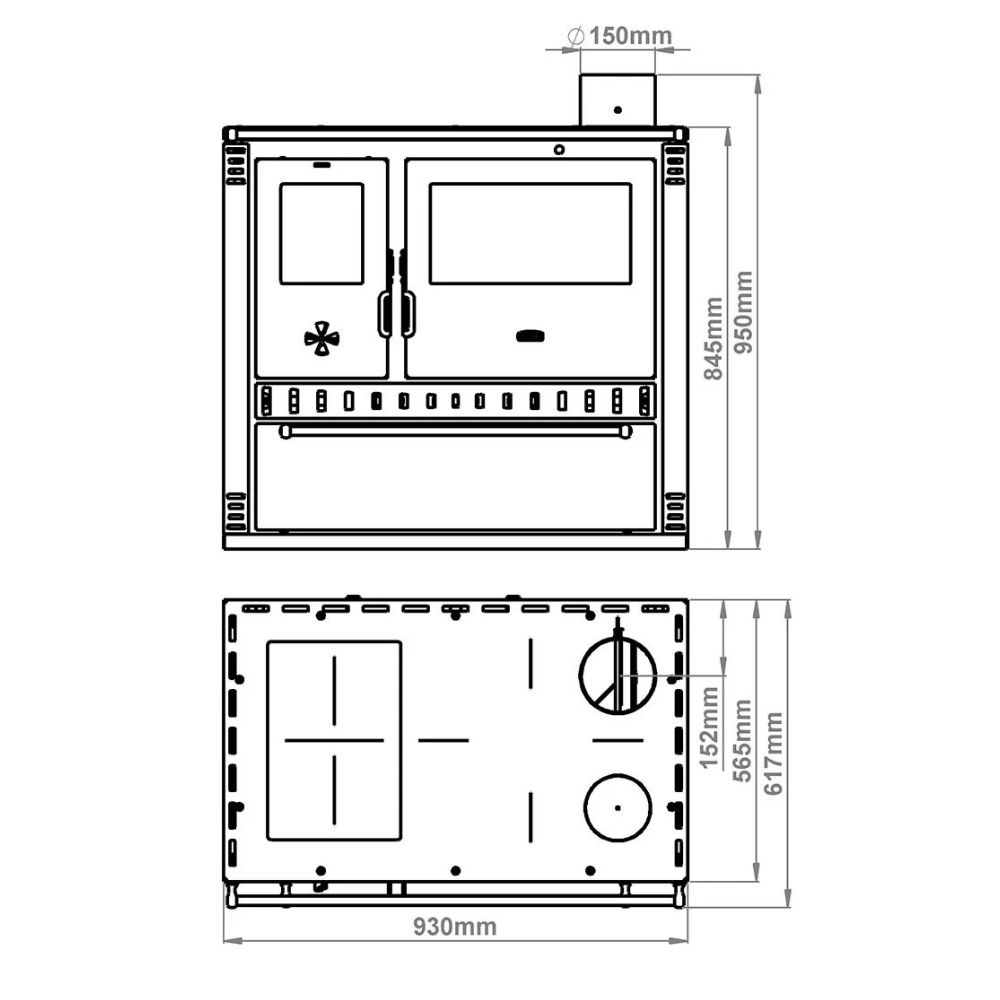 Wood Cooker Stove with Back Boiler Prity GT W10 NF with Ceramic Glass Hob, Ivory, 13.3kW | Wood Stoves With Back Boiler Prity | Prity |