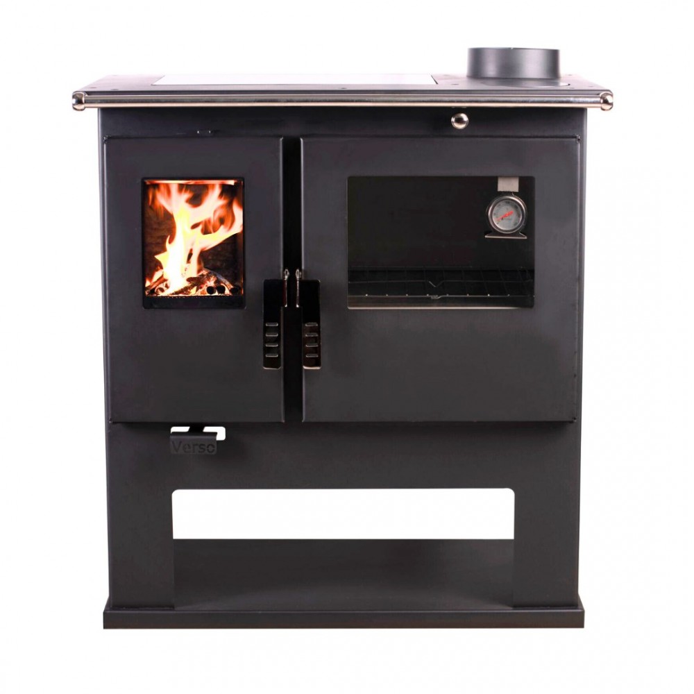 Wood cooker stove Verso CS Inox Ceramic Right with stainless steel oven and ceramic hob, 7.7kW | Wood Burning Stoves With Oven | Wood Burning Stoves |