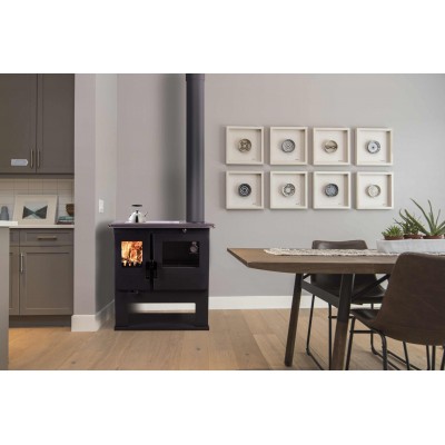 Wood cooker stove Verso CS Inox Ceramic Left with stainless steel oven and ceramic hob, 7.7kW - Verso