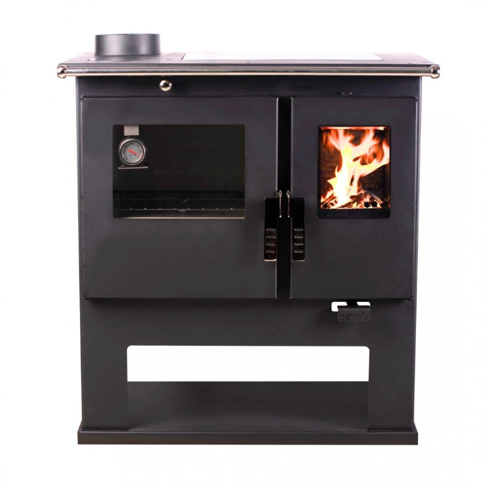 Wood cooker stove Verso CS Inox Ceramic Left with stainless steel oven and ceramic hob, 7.7kW | Wood Burning Stoves With Oven | Wood Burning Stoves |