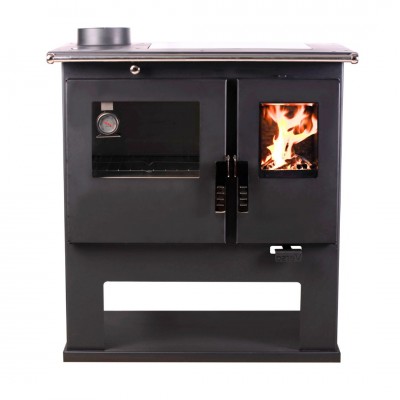 Wood cooker stove Verso CS Inox Ceramic Left with stainless steel oven and ceramic hob, 7.7kW - Verso