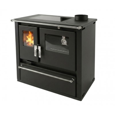 Wood cooker stove Verso CS Plus with stainless steel oven and ceramic top, Black, Right, 7.7kW - Verso