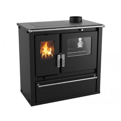 Wood cooker stove Verso CS Plus with stainless steel oven and steel top, Black, Right, 7.7kW - Wood Burning Stoves