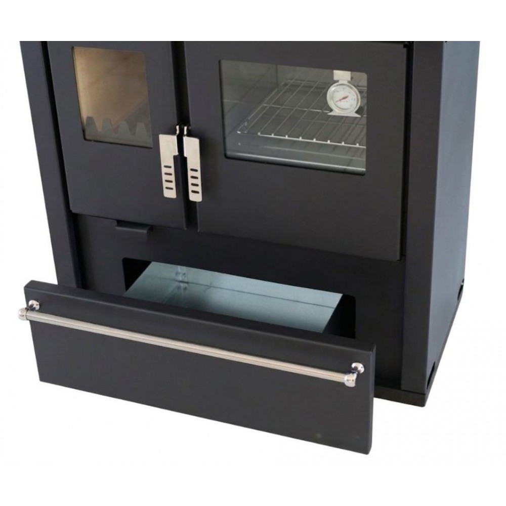 Wood cooker stove Verso CS Plus with stainless steel oven and steel top, Black, Right, 7.7kW | Wood Burning Stoves With Oven | Wood Burning Stoves |