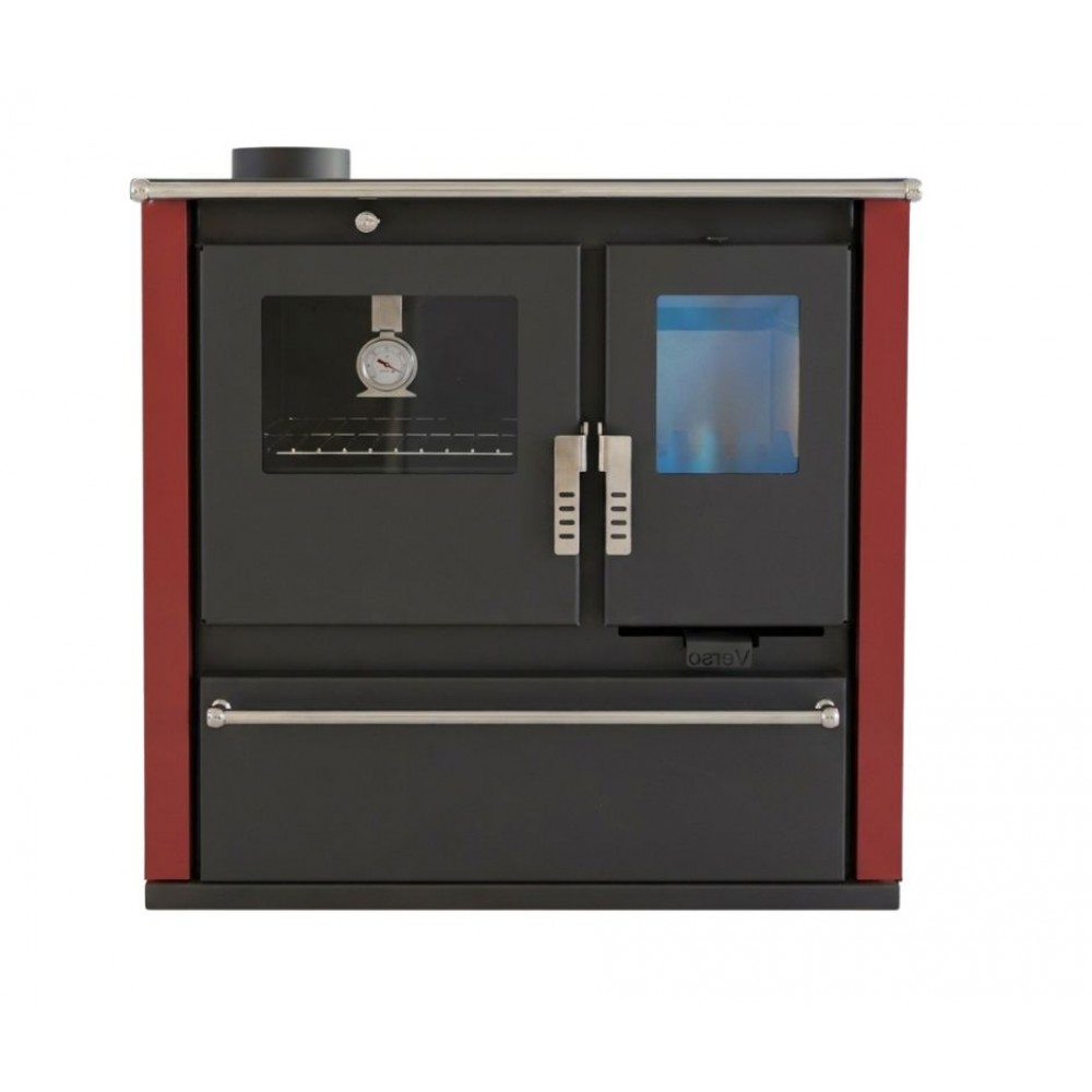 Wood cooker stove Verso CS Plus with stainless steel oven and ceramic top, Red, Left, 7.7kW | Wood Burning Stoves With Oven | Wood Burning Stoves |