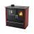 Wood cooker stove Verso CS Plus with stainless steel oven and steel top, Red, Left, 7.7kW