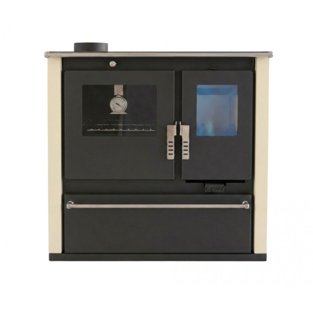 Wood cooker stove Verso CS Plus with stainless steel oven and steel top, Ivory, Left, 7.7kW | Wood Burning Stoves With Oven | Wood Burning Stoves |
