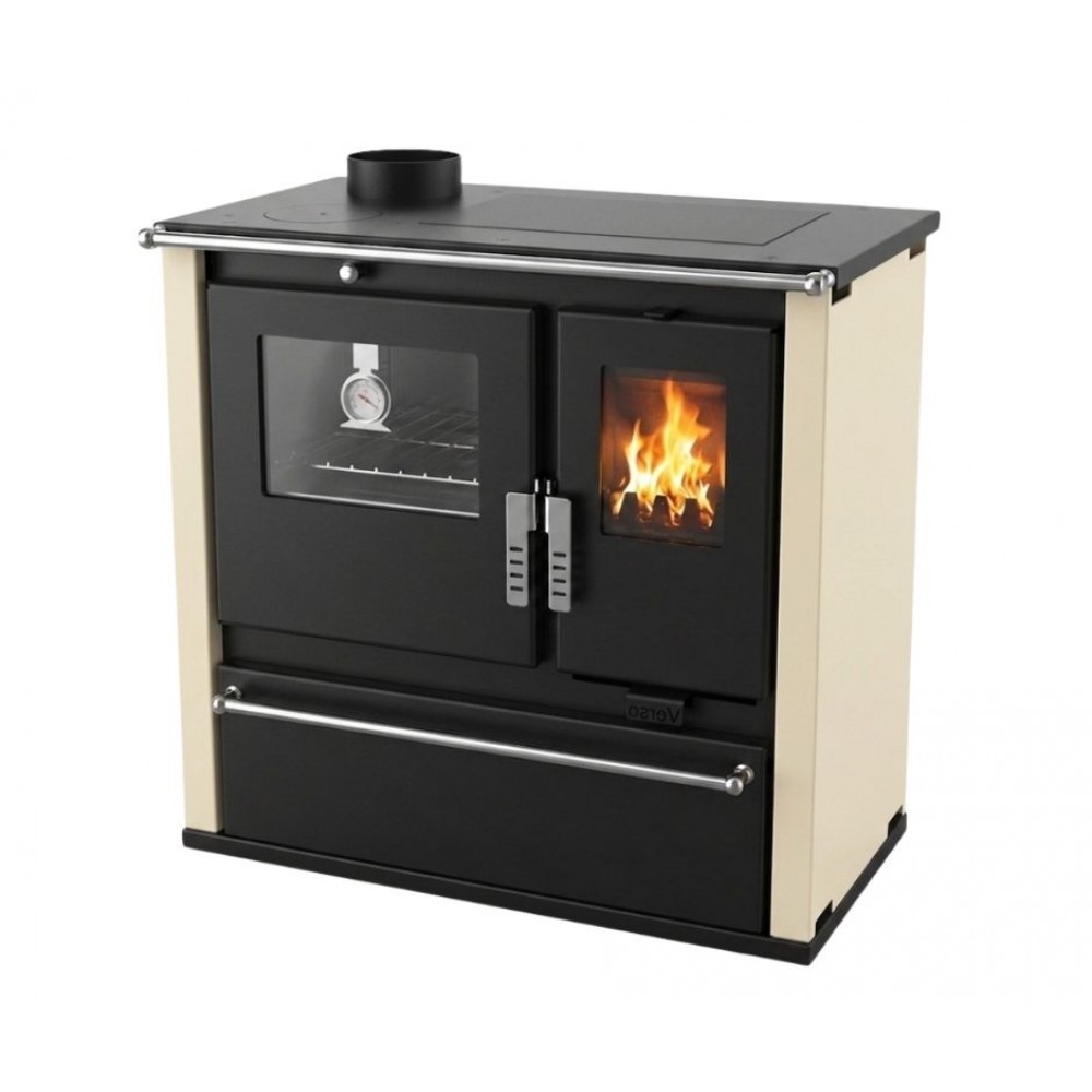 Wood cooker stove Verso CS Plus with stainless steel oven and steel top, Ivory, Left, 7.7kW | Wood Burning Stoves With Oven | Wood Burning Stoves |