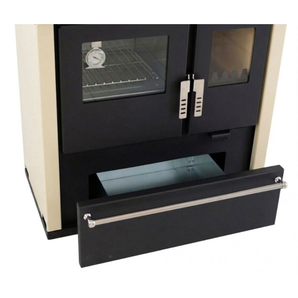 Wood cooker stove Verso CS Plus with stainless steel oven and steel top, Ivory, Left, 7.7kW | Wood Burning Stoves With Oven | Wood Burning Stoves |