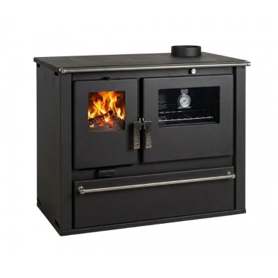 Wood cooker stove Verso CS Plus with steel oven and steel top, Black, Right, 7.7kW - Wood Burning Stoves