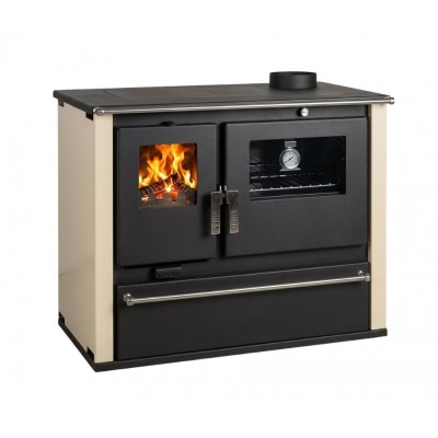 Wood cooker stove Verso CS Plus with steel oven and steel top, Ivory, Right, 7.7kW - Wood Burning Stoves