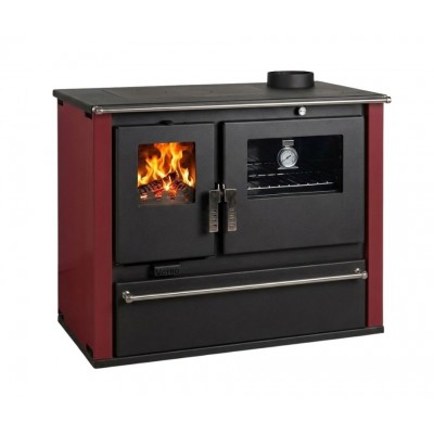 Wood cooker stove Verso CS Plus with steel oven and steel top, Red, Right, 7.7kW - Wood Burning Stoves