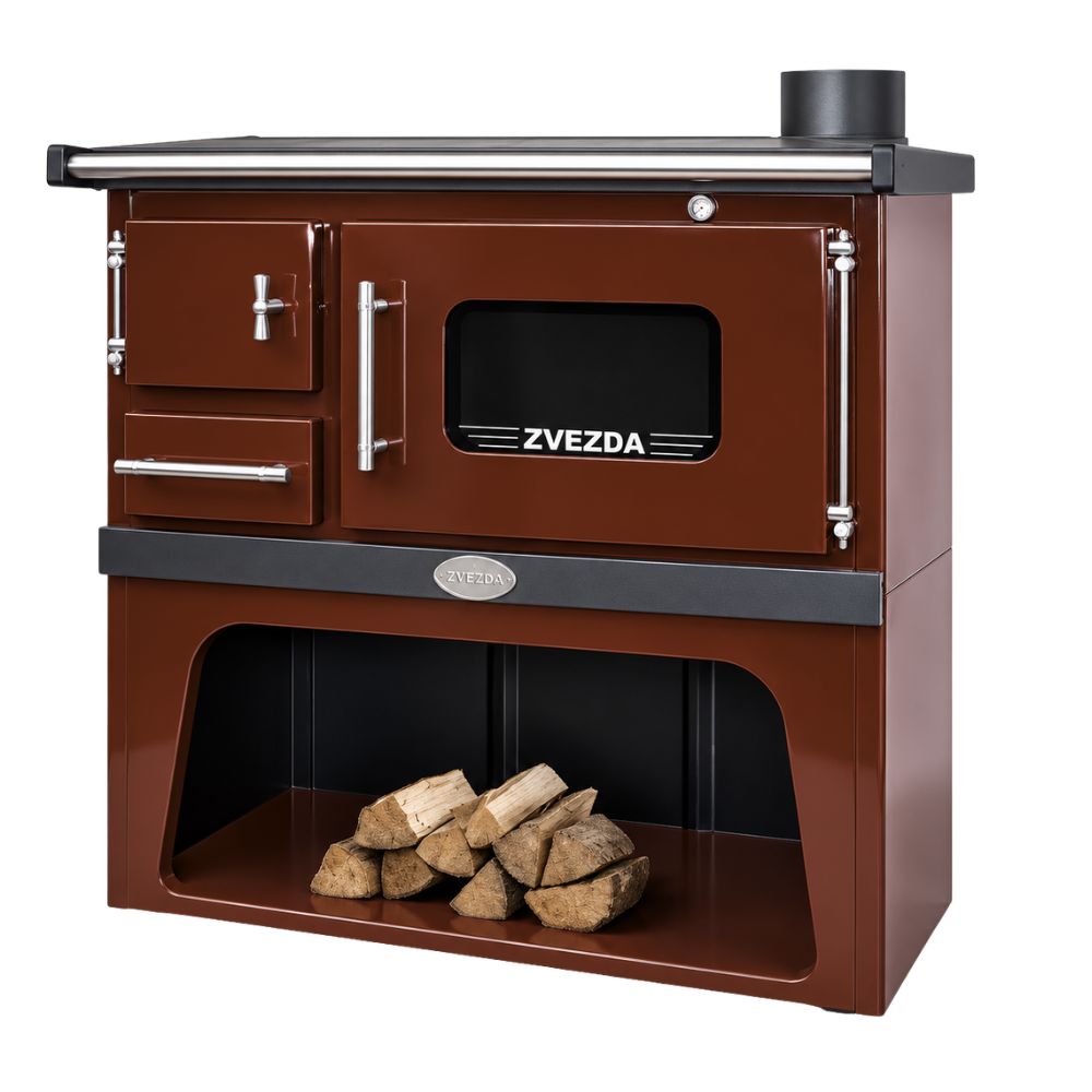 Wood cooker stove Zvezda Classic GFE Brown, 5.9kW | Wood Burning Stoves With Oven | Wood Burning Stoves |