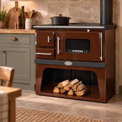 Wood cooker stove Zvezda Classic GFE Brown, 5.9kW - Wood Burning Stoves