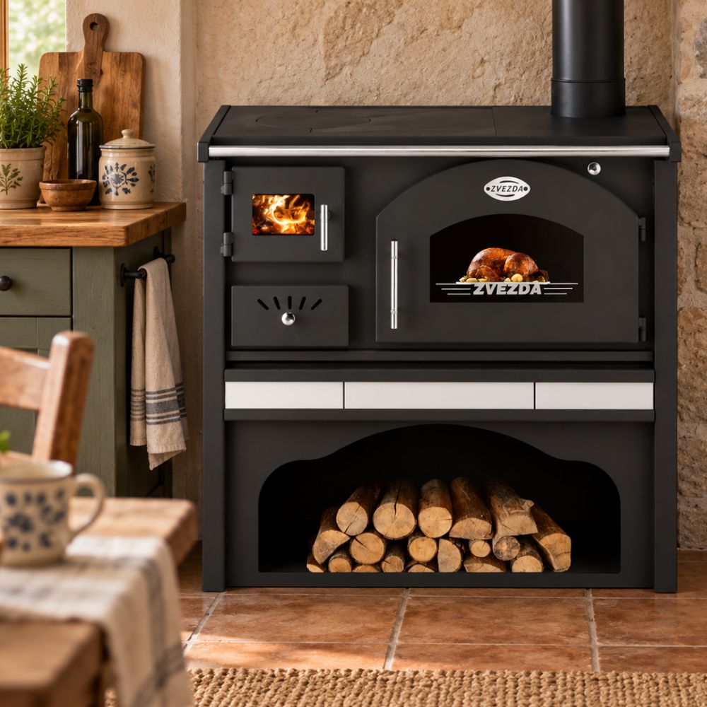 Wood cooker stove Zvezda Classic GFS Ceramic 5.9kW | Wood Burning Stoves With Oven | Wood Burning Stoves |