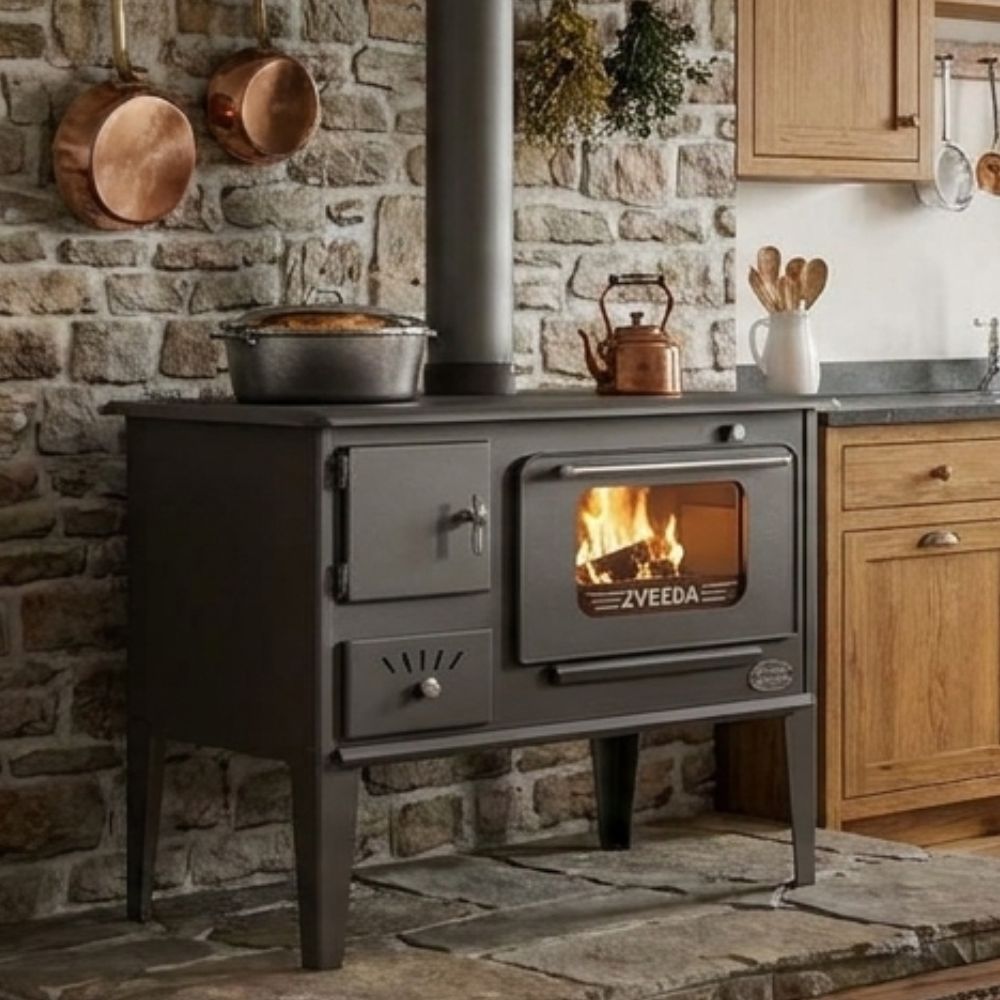 Wood cooker stove Zvezda Narodna CHP Glass, 6.1kW | Wood Burning Stoves With Oven | Wood Burning Stoves |