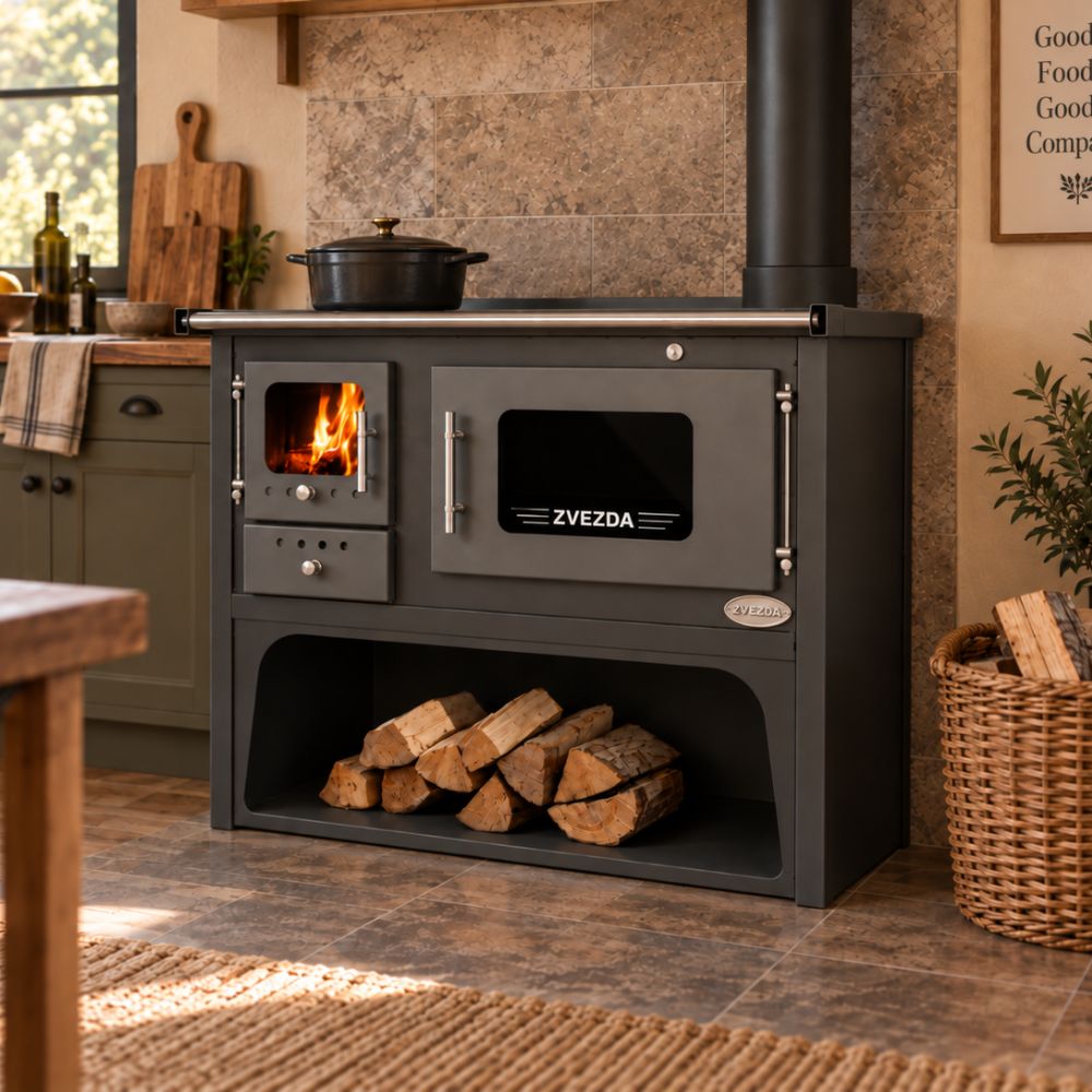 Wood cooker stove with back boiler Zvezda Classic Maxi Vr 10, 10.2kW | Wood Burning Stoves With Oven | Wood Burning Stoves |