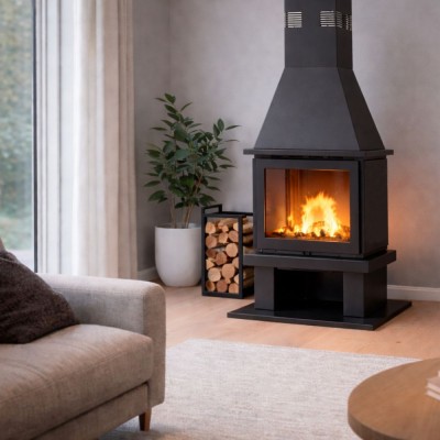 Wood burning stove Balkan Energy FS AERO STRAIGHT, 17.51kW - Balkan Energy