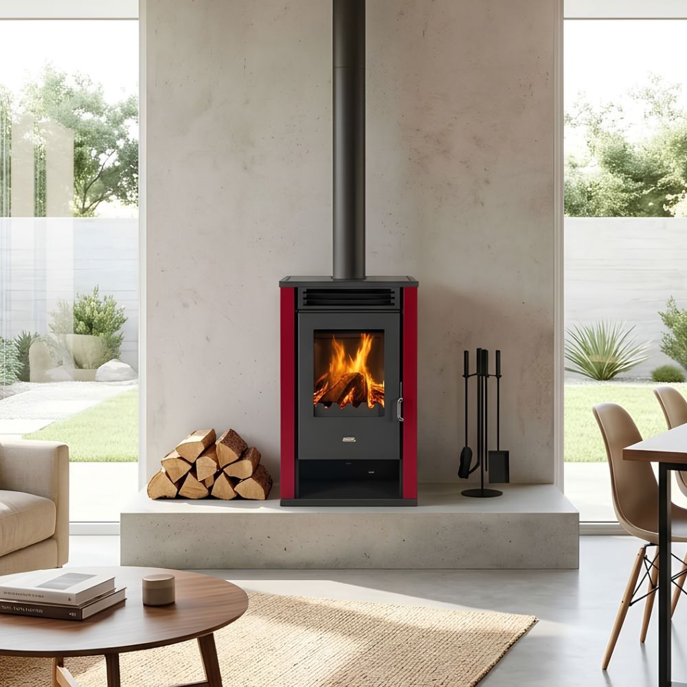 Wood burning stove Prity K2 GT Red, 8.1 kW | Wood Burning Stoves | Stoves |