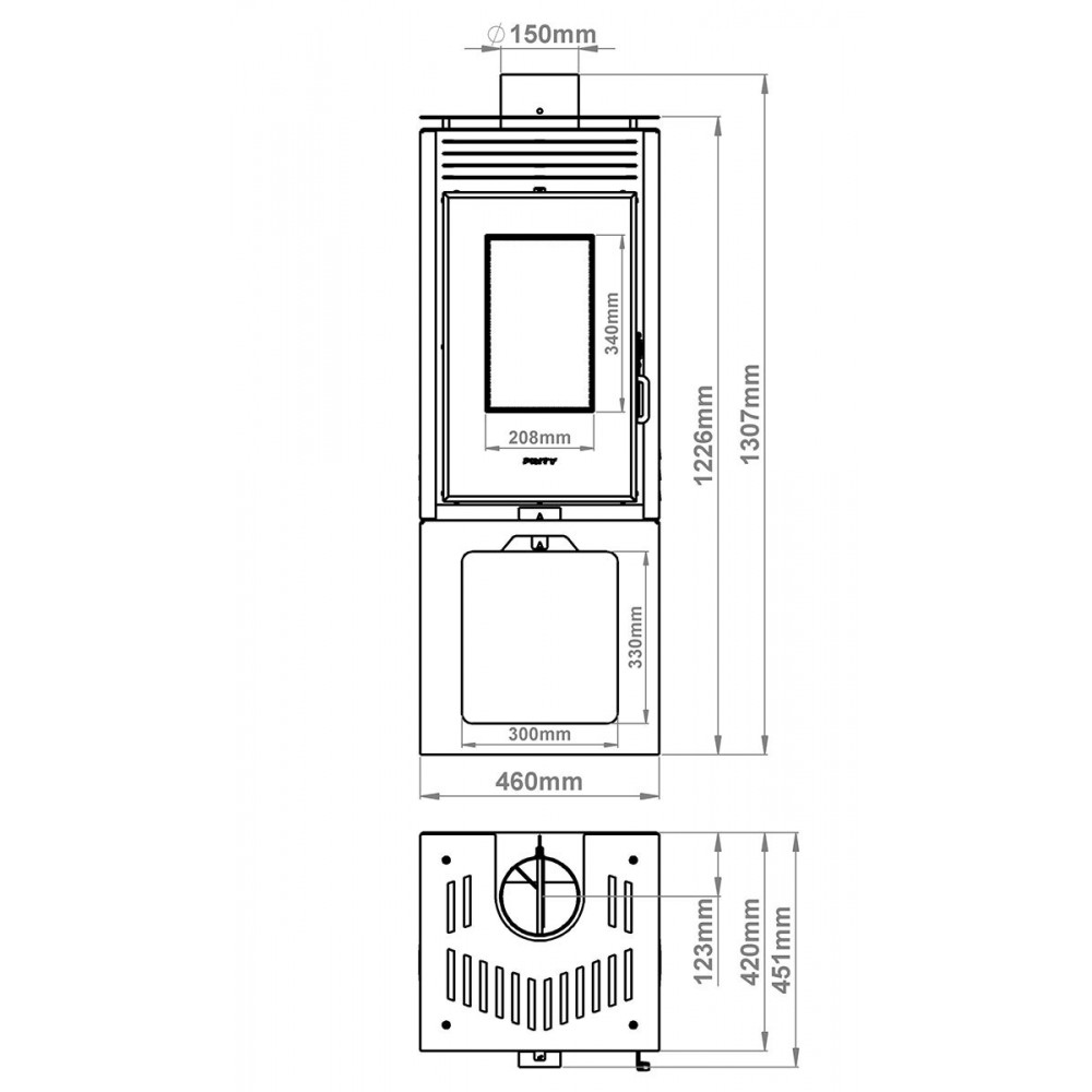 Wood burning stove Prity PMV3 E, 10.8kW, Log | Wood Burning Stoves Prity | Prity |