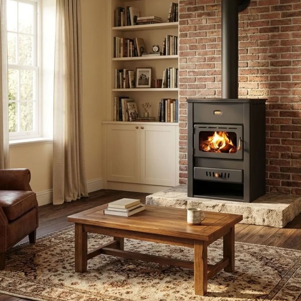 Wood burning stove with cast iron top Prity K2 CP, 10.4kW, Log | Cast Iron Wood Burning Stoves | Wood Burning Stoves |