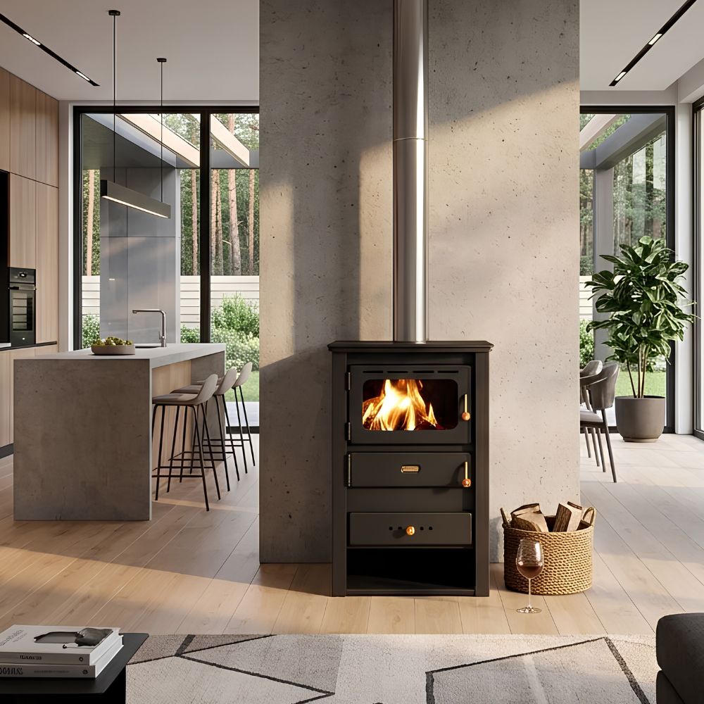 Wood burning stove with cast iron top Prity K22 CP 10.4kW, Log | Cast Iron Wood Burning Stoves | Wood Burning Stoves |
