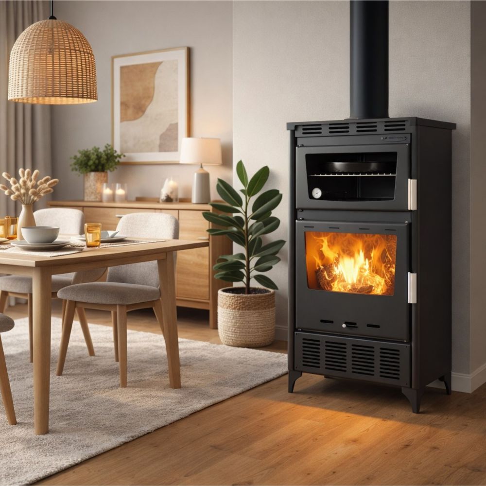 Wood burning stove with oven Balkan Energy ATS 90-30 ΜΑSΙΝΑ AERO, с вентилатор, 18.23kW | Wood Cooker Stoves |  |